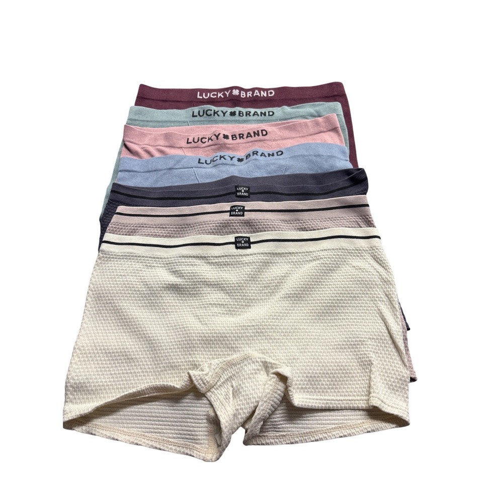 Lucky Brand Womens 7 Pack Waffle Knit Seamless Boy Short Panties Multi Color